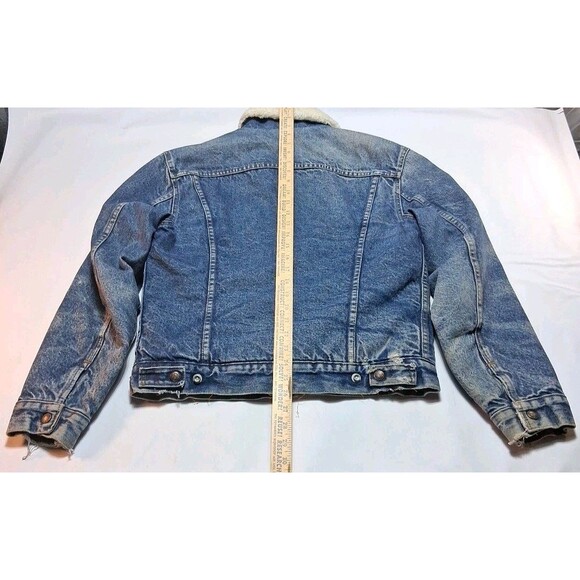 Vintage Levis Sherpa Lined Denim Trucker Jacket USA Made Mens 38R M Early 1980s - Picture 15 of 16